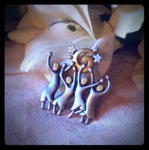 Vintage Four Women Dancing in the Stars Brooch